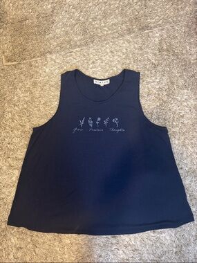 Hiatus Navy Floral Graphic Tank - Grow Positive Thoughts